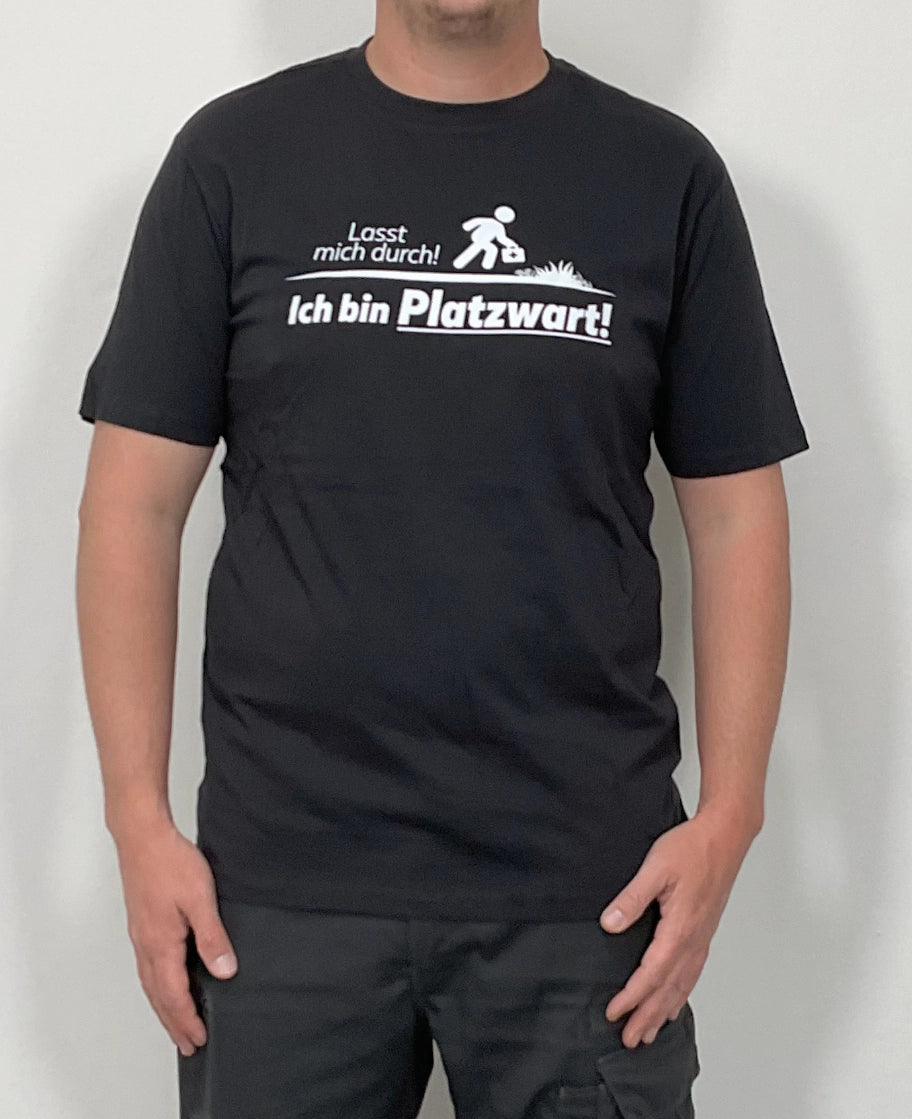 T-Shirt mit Aufdruck "Platzwart" - Schwarz - rasenwelt GmbH